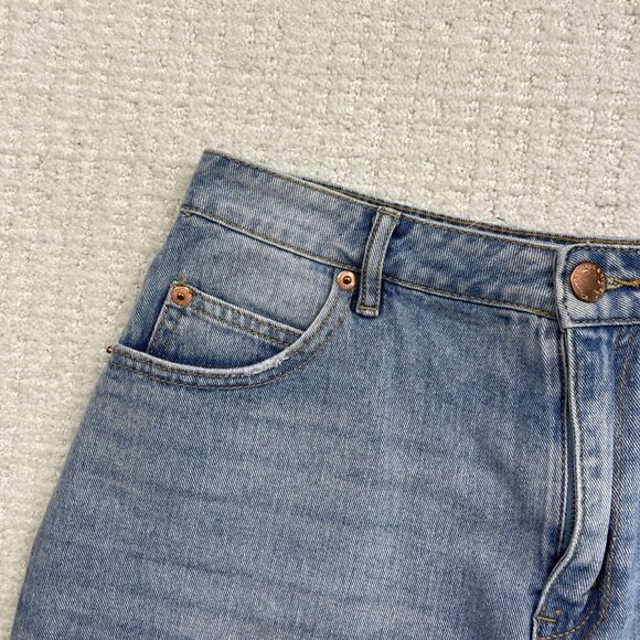 Kendall & Kylie Distressed Cut-Off Denim Mini Skirt Blue Raw Hem Casual Women’s - Picture 2 of 14